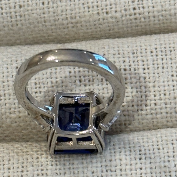Sterling silver simulated tanzanite and cubic zirconia ring - Picture 5 of 6